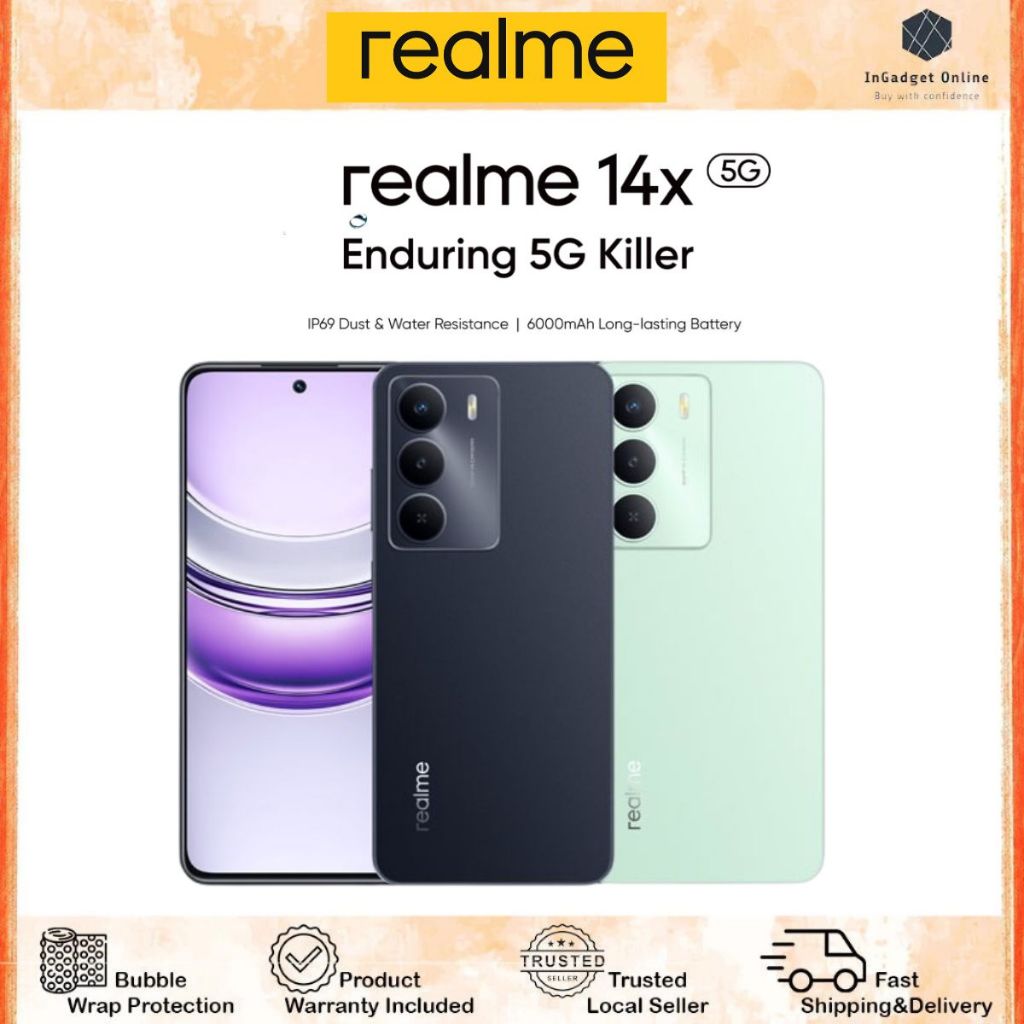 Realme 14x 5G Smartphone - Dimensity 6300, 50MP, 120Hz, 6GB+128GB, Batterie 5000mAh Noir