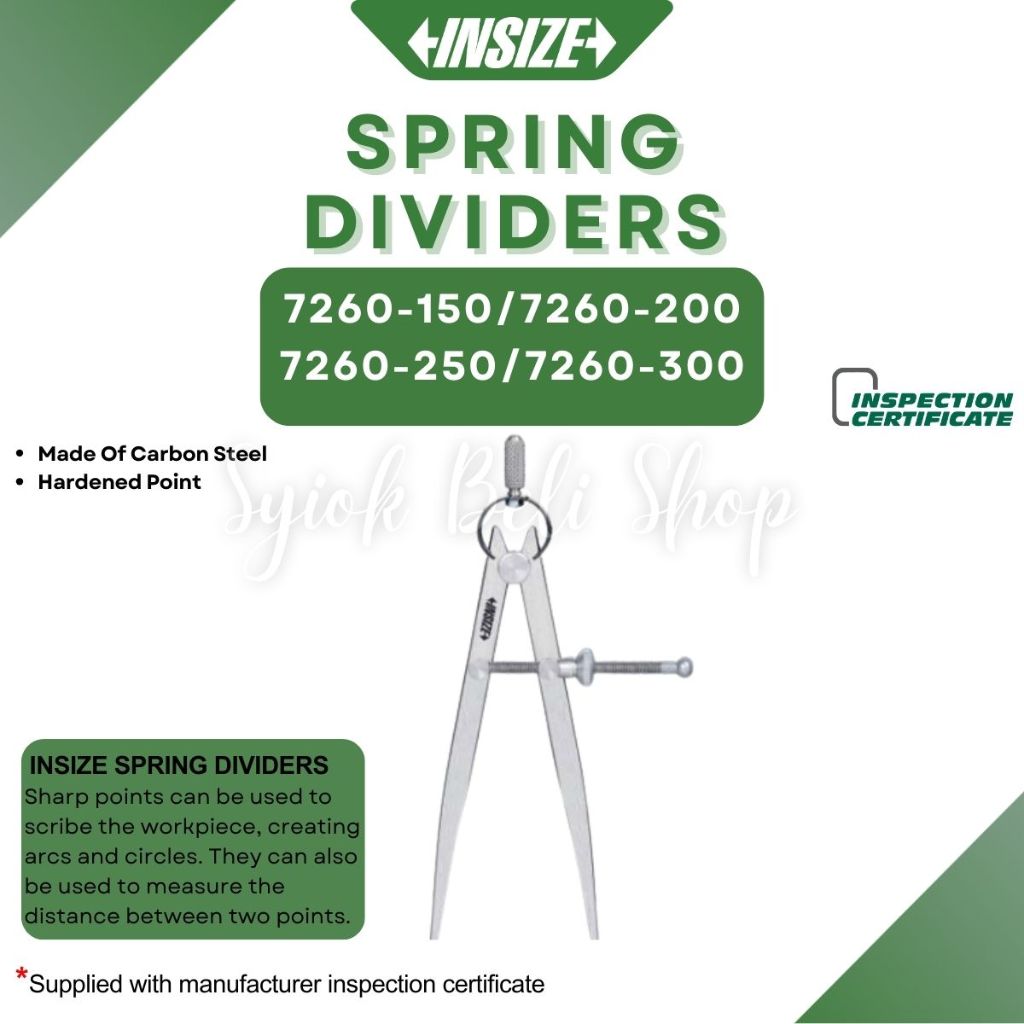 INSIZE SPRING DIVIDER 150/200/250/300MM 7260-150 7260-200 7260-250 7260 ...