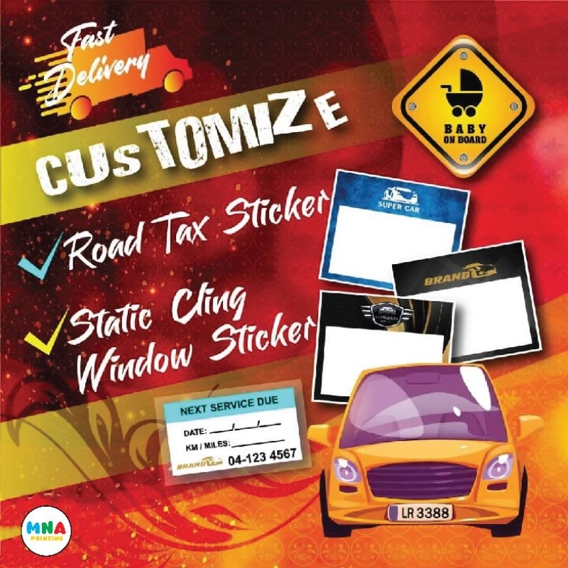 Roadtax Car Sticker / Static Cling Window Sticker (Custom Design ...