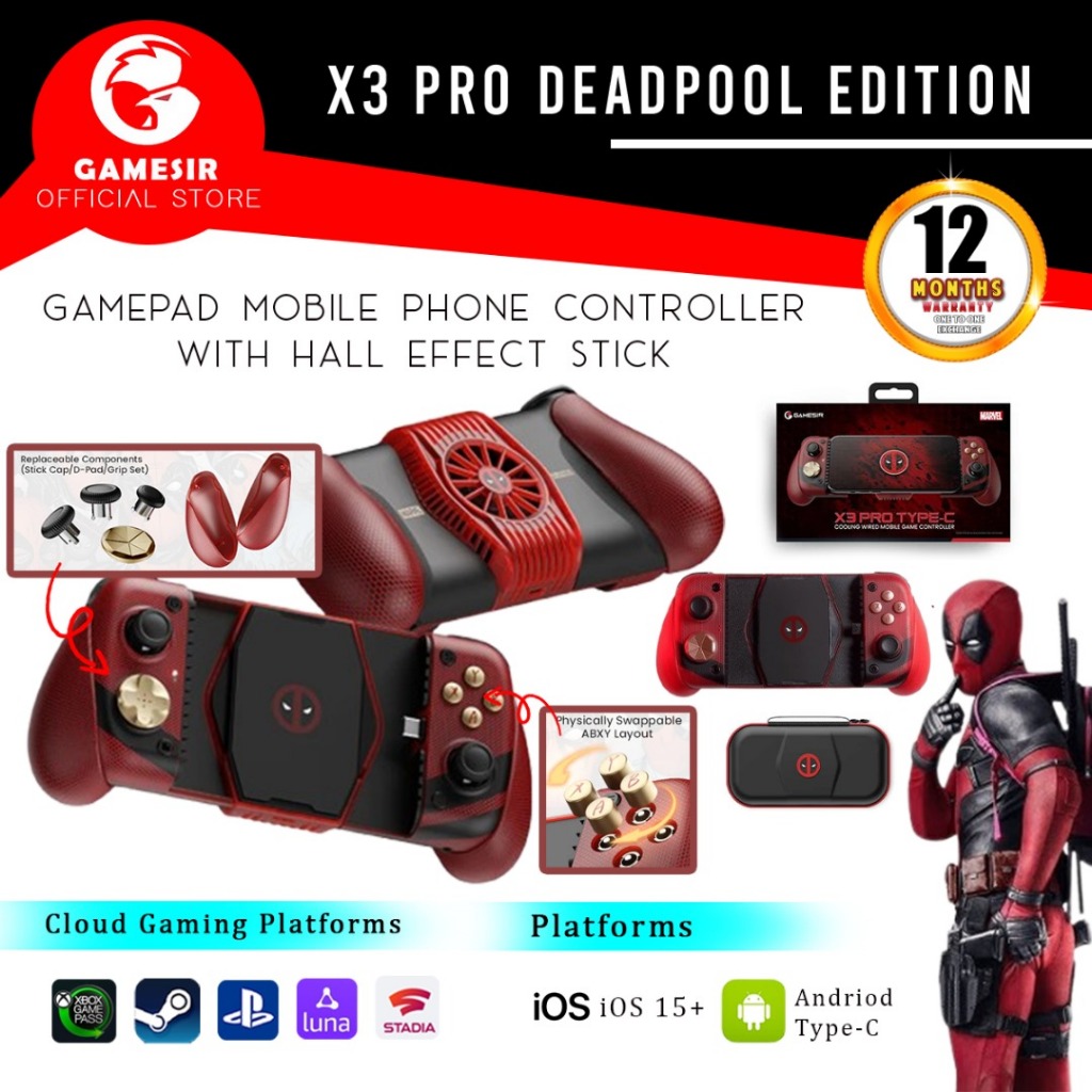 GameSir X3 Pro DeadPool Edition Mobile Gaming Controller Android IOS ...