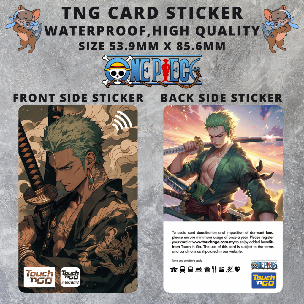 One Piece Zoro - Card Sticker/Touch n Go Card Sticker Cover | Shopee ...
