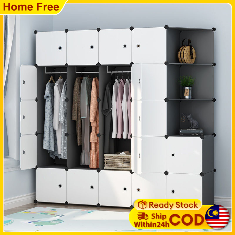 Wardrobe Almari Baju Rak Baju Clothes Storage Rack Cabinet 6-12Cube ...