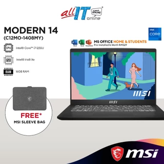 MSI Modern 14 C12MO-1408MY 14" FHD Laptop (Intel® Core™ i7-1255U | 16GB | 512GB SSD |  Intel® Iris® Xe | H&S | W11)
