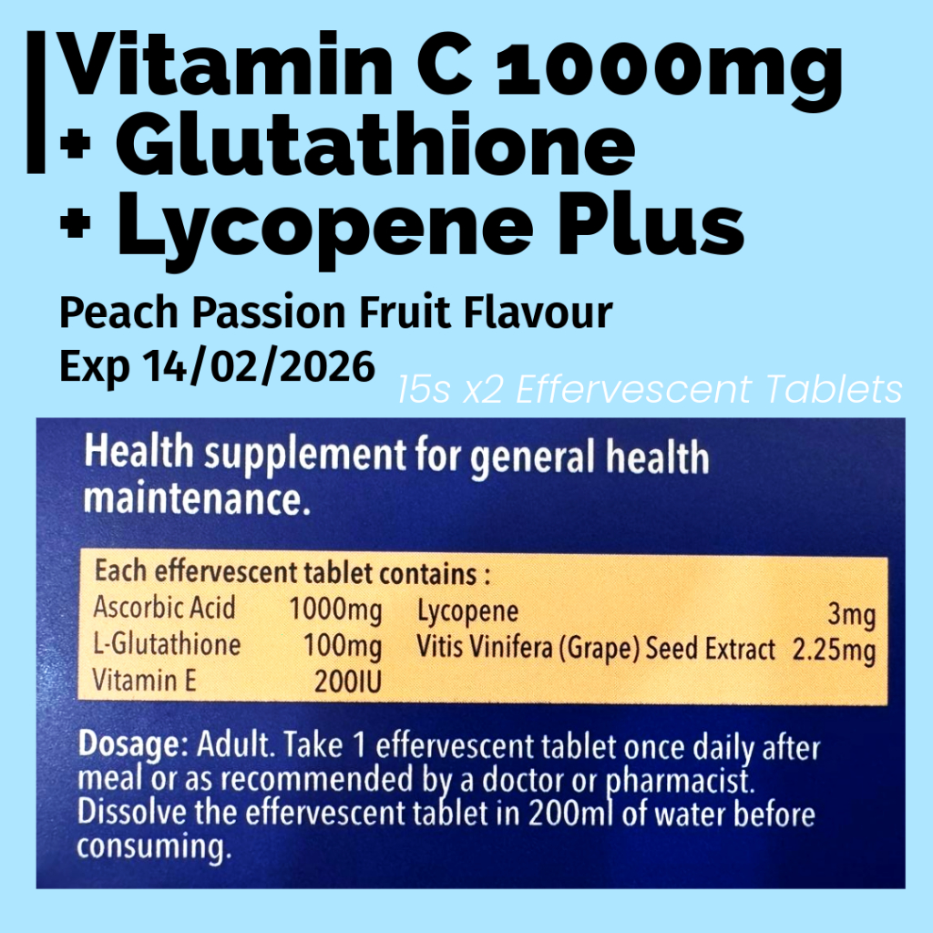 Citrex Vitamin C Effervescent 30s | with L-Glutathione & Lycopene Plus  [02/26] C+ + + | Shopee Malaysia