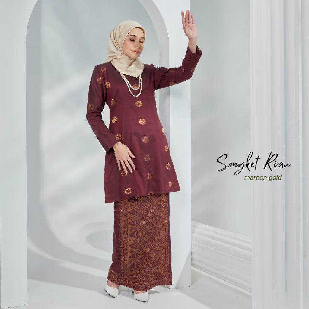 Baju Kurung Pahang Songket Tenun Bunga, Baju Kurung Moden, Baju Kurung cotton, Baju Raya 2025 Viral