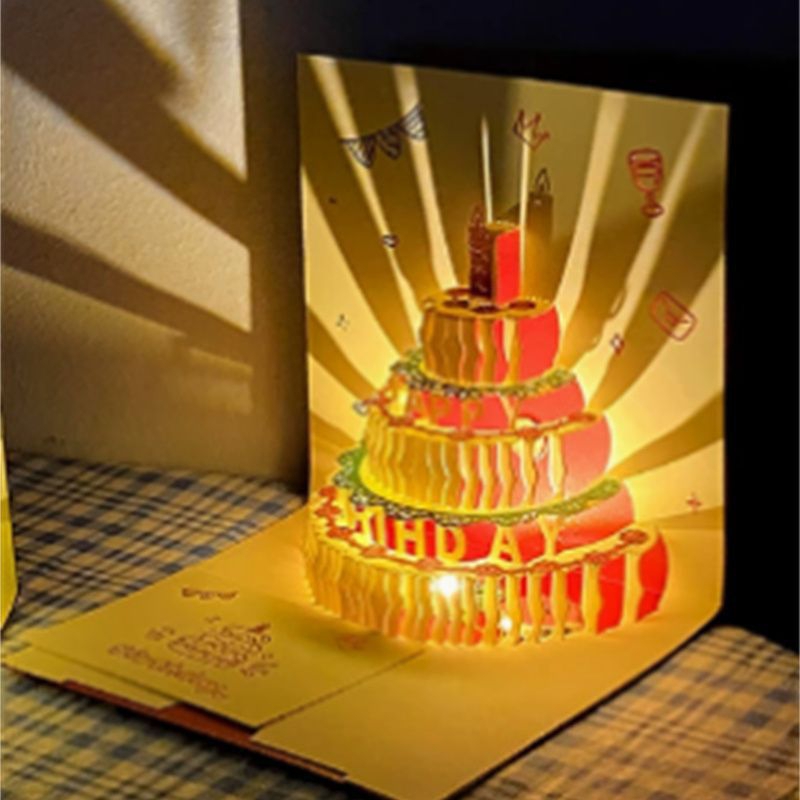 3D Cake Music Light Sound Voice Record Birthday Card Girl Birthday Gift ...