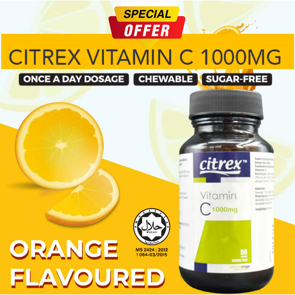 Citrex Vitamin C 1000mg Chewable Tablet (50's) Ready Stocks 【Acid Free ...