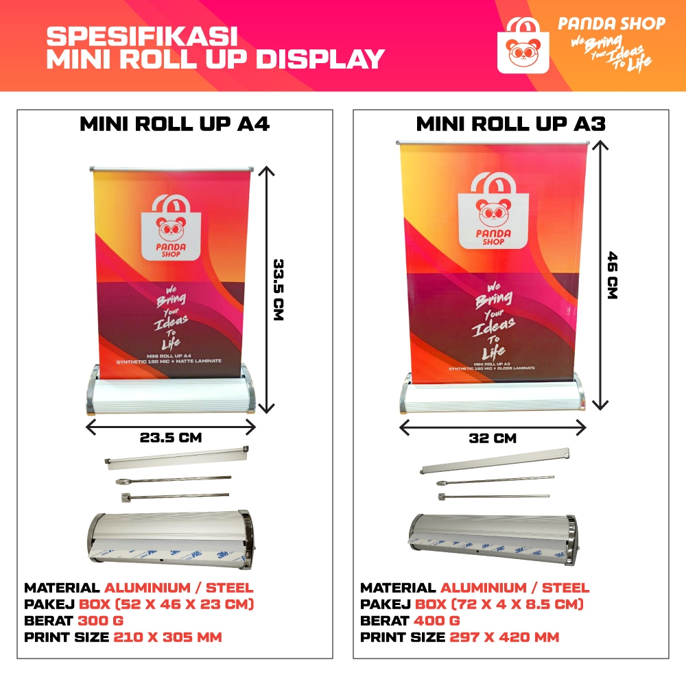 CUSTOM PRINT Mini Roll Up Bunting Retractable A3 and A4 Size | Shopee ...