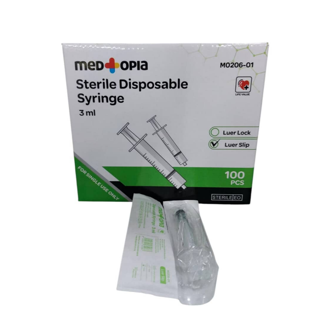 Medtopia Sterile Disposable Syringes Luer Slip 3ML/5ML/10ML (100PCS/BOX ...