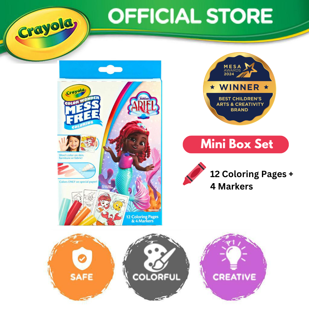 (NEW) Crayola Color Wonder Mini Box Set, Ariel 12 Coloring Pages & 4 ...