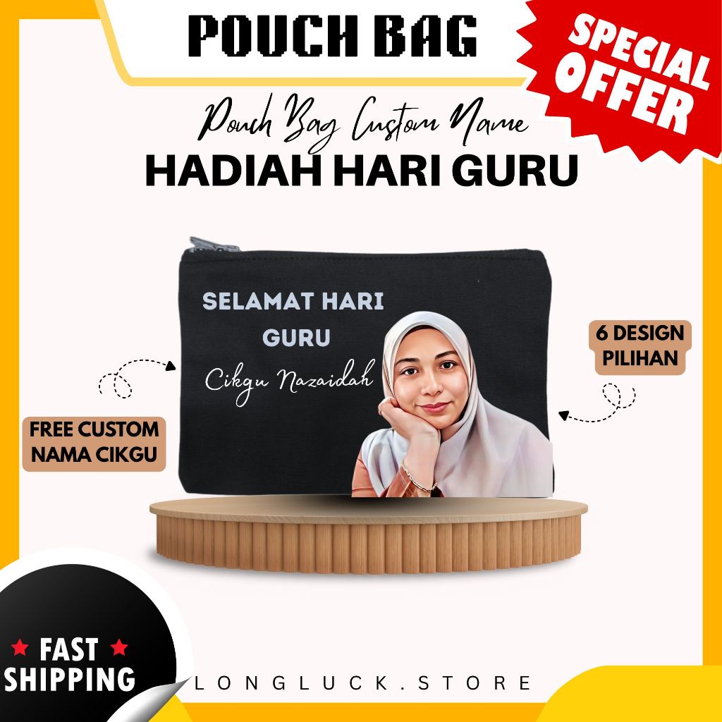 Personalised Pencil Case Custom Nama / Gambar | Beg Hadiah Hari Guru ...