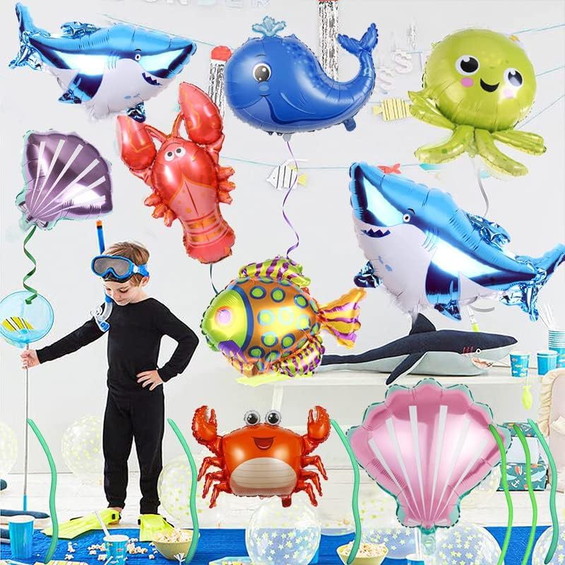 [Ready Stock] Sea Creature Theme Foil Balloon Animal Shark Shell Fish ...