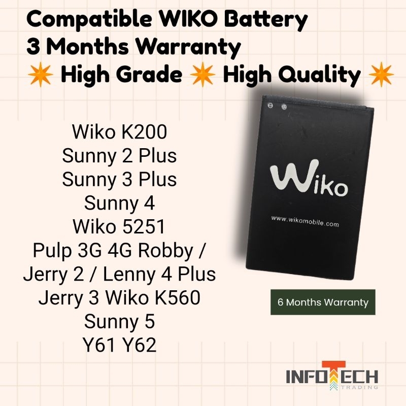 Batterie Originale 5030 Pour Wiko Sunny 2 Plus - Noire - Neuf Sous Blister