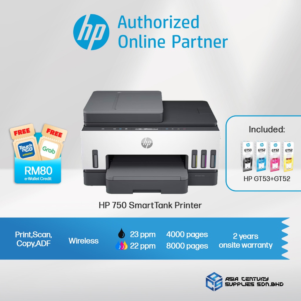 HP Smart Tank 750 All In One Wireless A4 Ink Tank Color Printer / Print ...