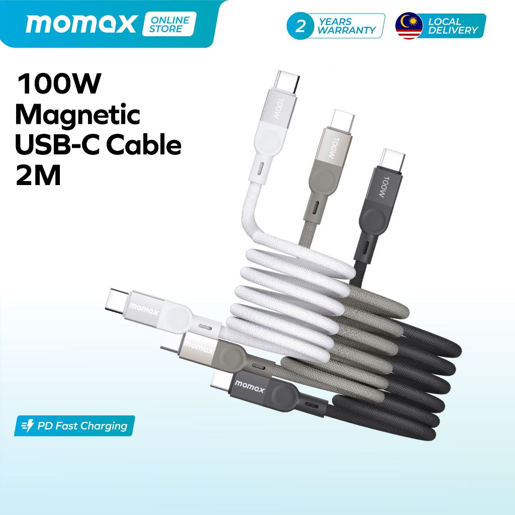 Momax Mag Link USB-C to USB-C USB 2.0 Magnetic Cable (2M/100W) | Shopee ...