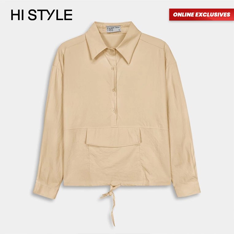 [Online Exclusives] HI STYLE Women Long Sleeve Shirt - Khaki ...
