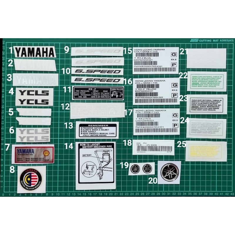 Sticker Yamaha RXZ Paras Bunyi / YCLS / Remember / Chain Pulley / 5PV3 ...