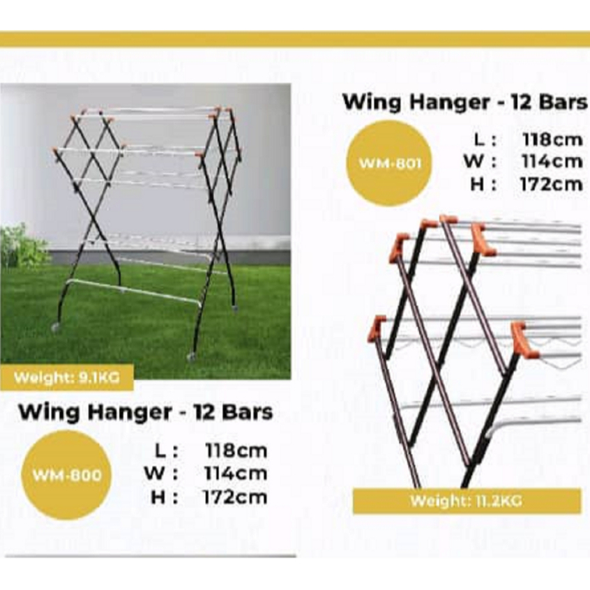 Wing Hanger WM-800- 12 bars wing hanger/ rak sidai kain/ baju/clothes ...
