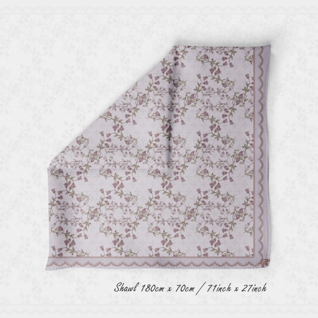 PANDAEYES SHAWL FLORAL SATIN 𝗖𝗟𝗔𝗦𝗦𝗜𝗖 𝗥𝗔𝗬𝗔 𝟮𝟬𝟮𝟱 𝗖𝗢𝗟𝗟𝗘𝗖𝗧𝗜𝗢𝗡 70CM*180CM (Hijab / Tudung/ Shawl)