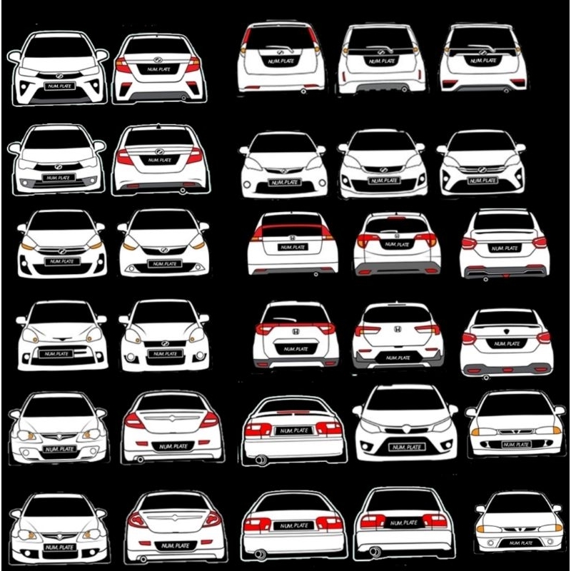 CAR CUSTOM STICKER WITH ADD ON PLATE NUMBER (CAN REQUEST ANY MODEL) All ...