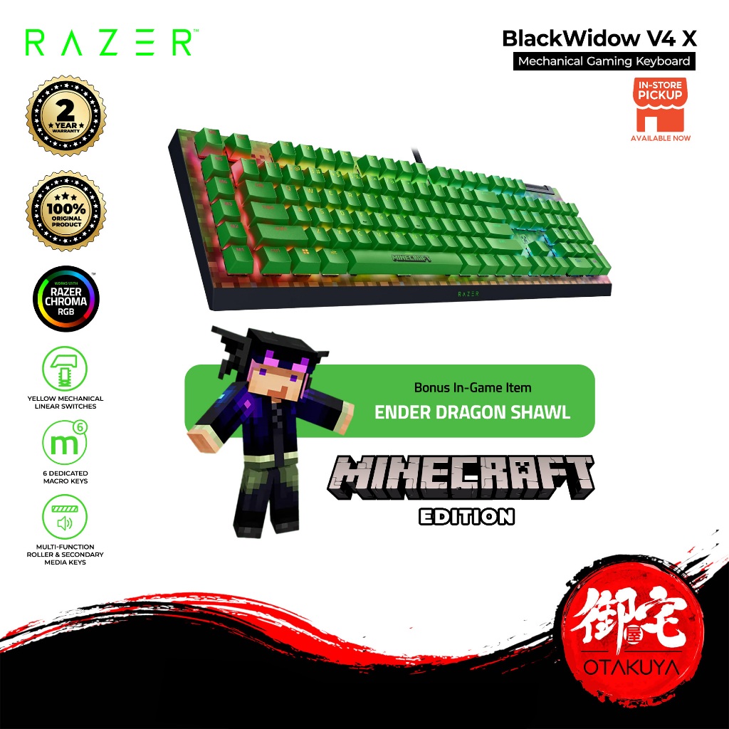 【12.25 SALE】RAZER BlackWidow V4 X Mechanical Gaming Keyboard Minecraft ...