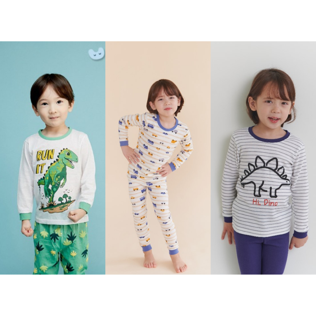 Olomimi Beep Beep Hi Dino Run Dino Long Sleeve Cotton Kid Pyjamas Set ...
