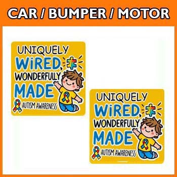 Autistic Autism Boy - Car Sticker / Bumper Sticker / Small Stickers ...