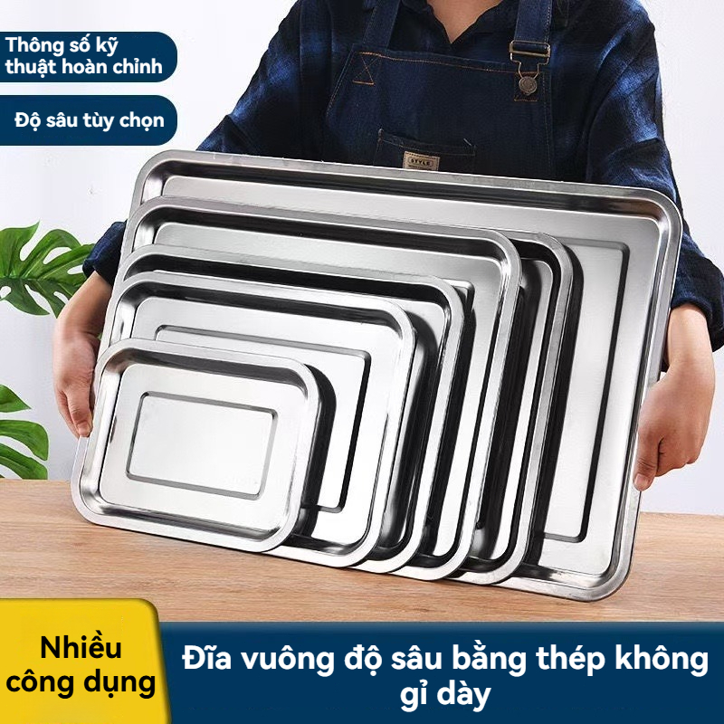 Stainless Steel Rectangular Food Tray , Heavy-Duty Deep Serving Pan ...