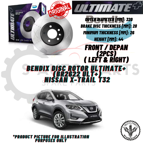 NISSAN X-TRAIL T32 (FRONT OR REAR ) 100% BENDIX DISC ROTOR ULTIMATE+ ...