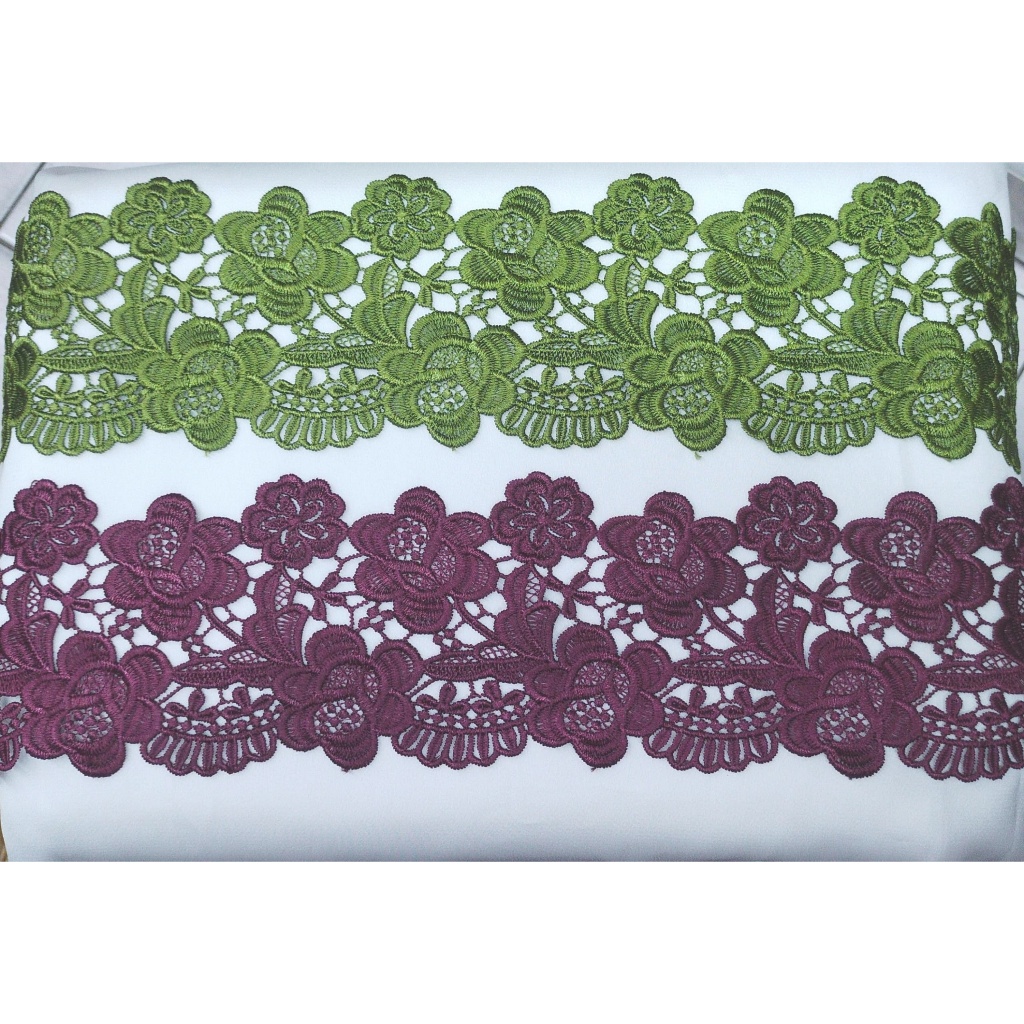 Border Lace Kerawang Rose, Renda Lace Sulam, Lace Pengantin Tinggi 10cm ...