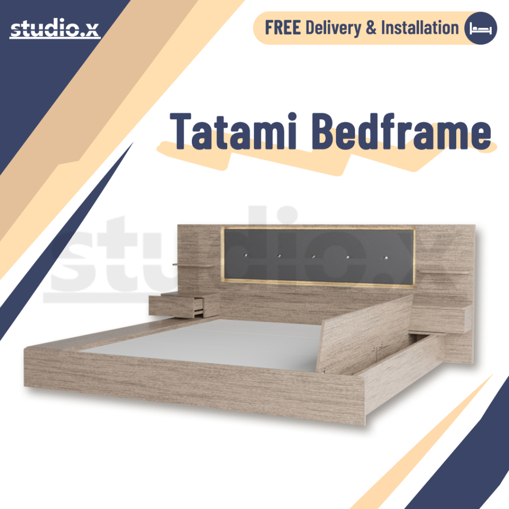 FREE INSTALL Katil Murah Tatami Bed Frame Storage King Queen Size ...