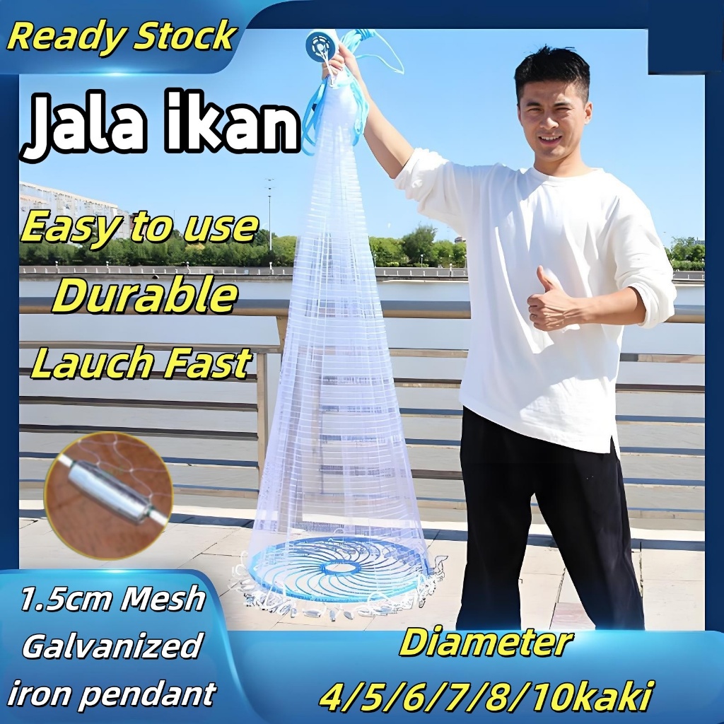 4/5/6/7/8/10Kaki Jala Ikan Jaring Ikan Bubu Ikan fishing net hand ...