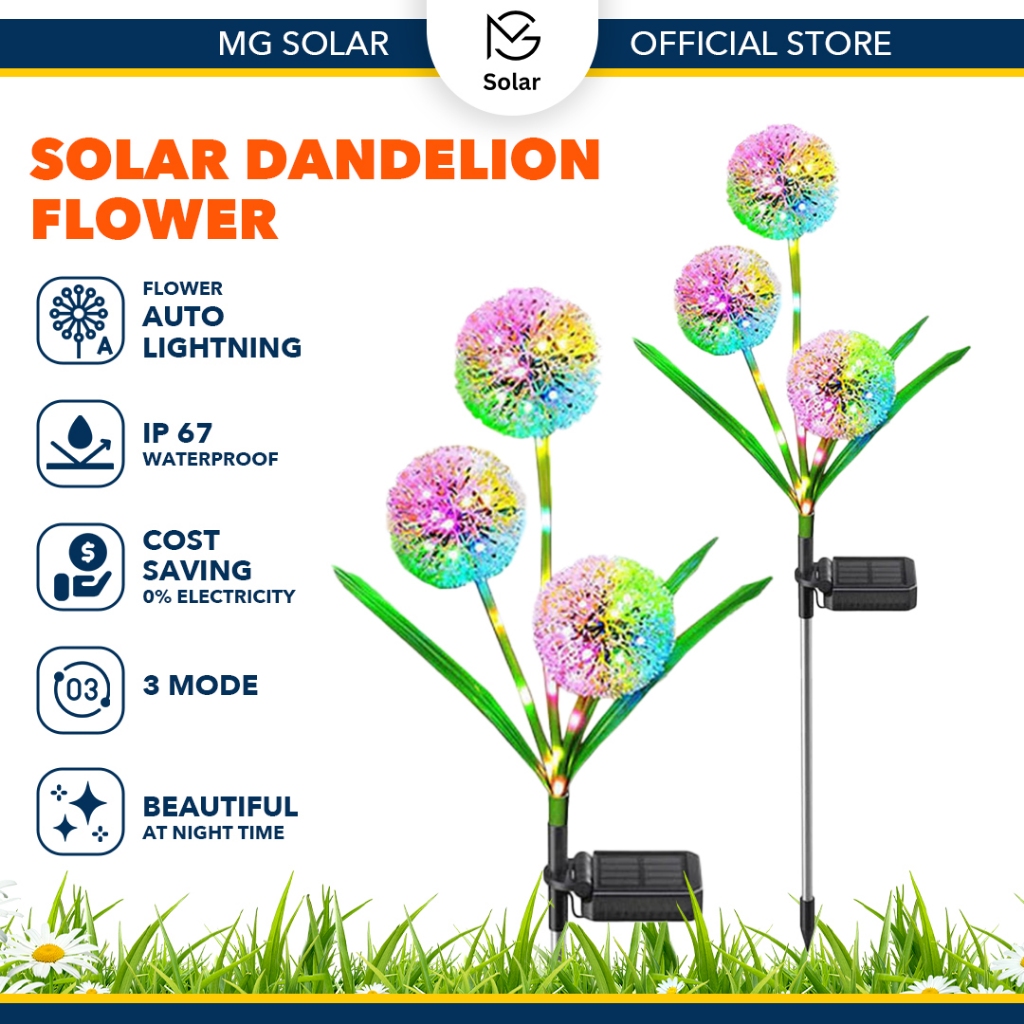 MG SOLAR Lampu Solar Bunga Raya Waterproof | Solar Flowers Light Hiasan ...