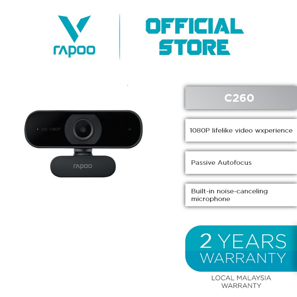 RAPOO C260 Auto Focus FULL HD USB WEBCAM 1080P WITH WIDE ANGLE LENS ...