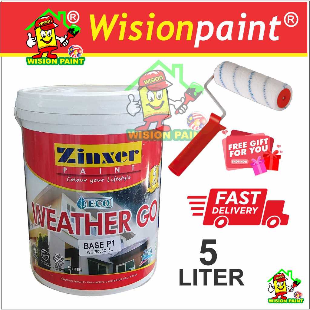 5L Zinxer Paint l Weather Go l Exterior Paint ( FREE 7