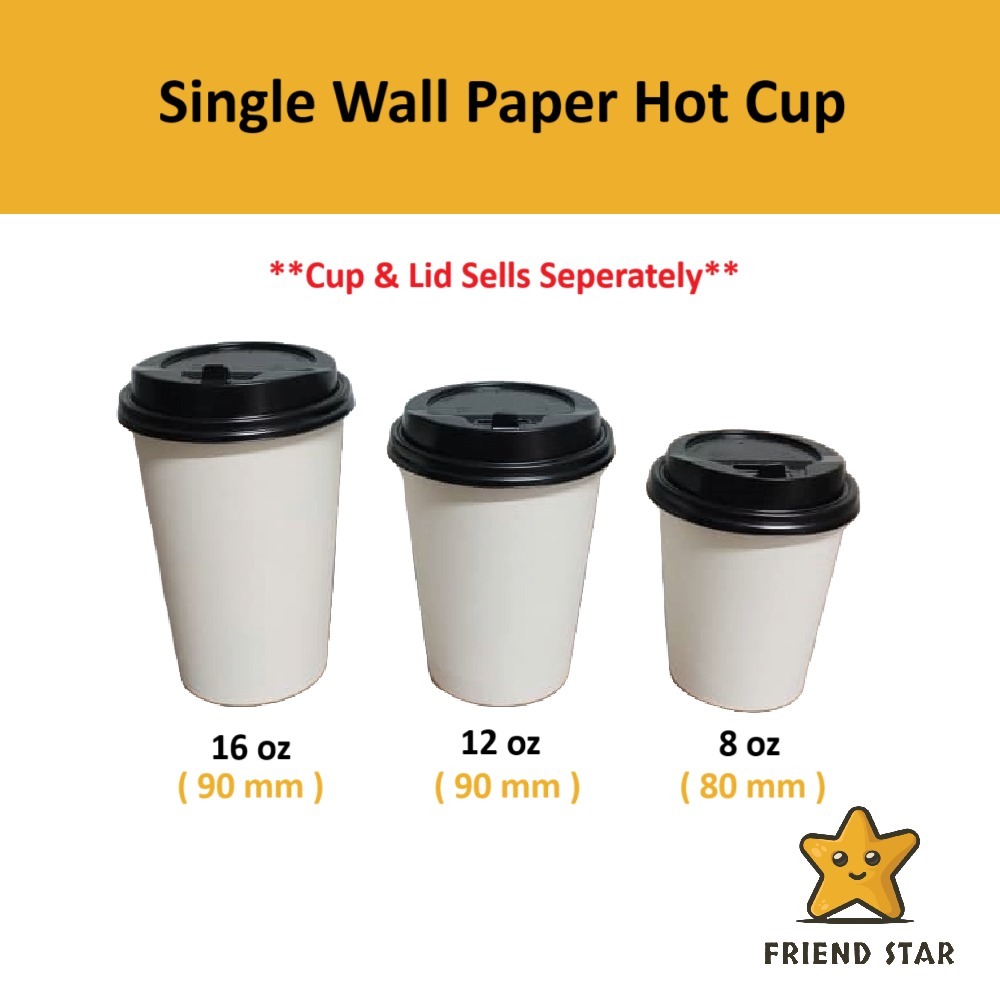 Cawan Kertas Air Panas / Single Wall Paper Hot Cup / 8oz Paper Hot Cup ...