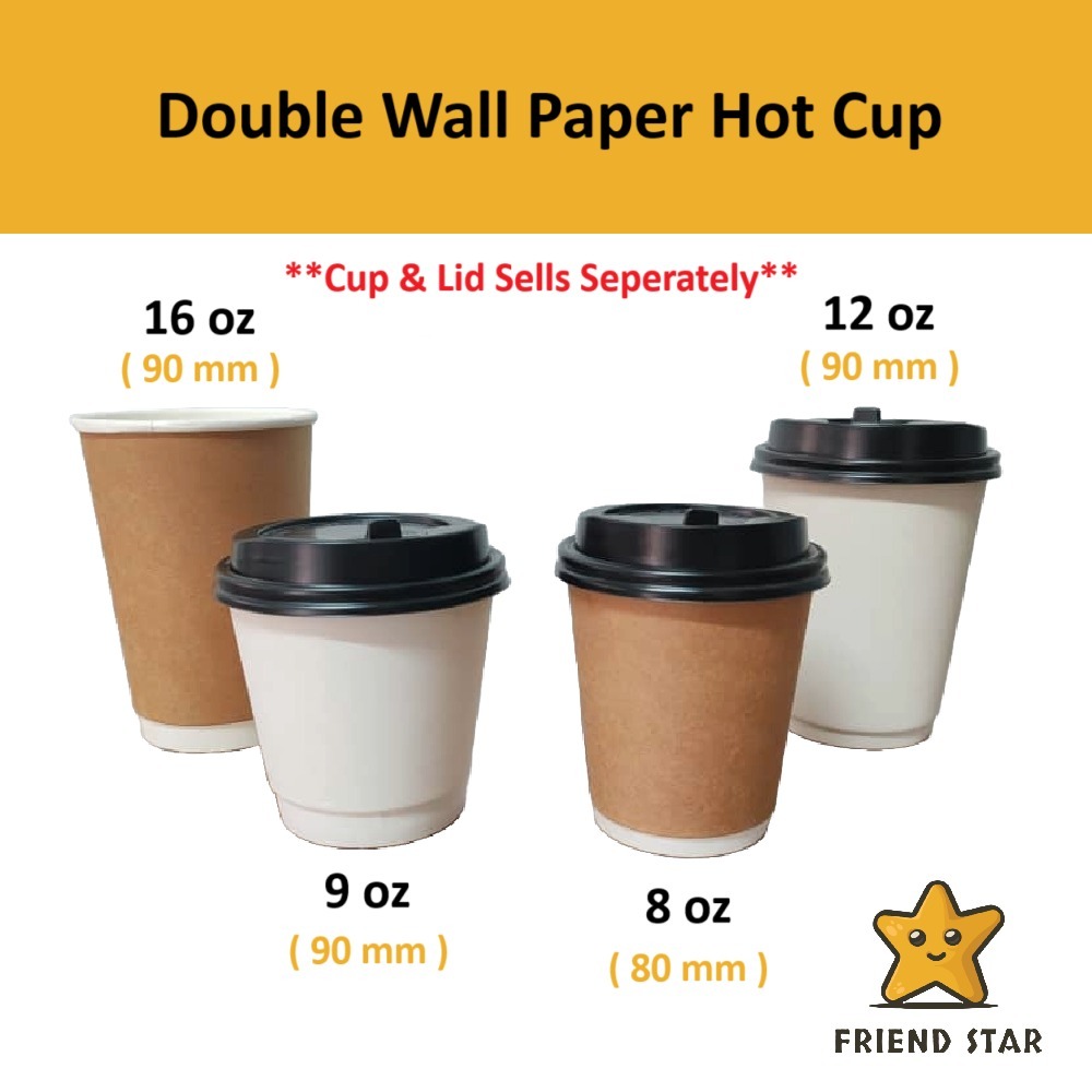 [BROWN / WHITE] Double Wall Hot Cup / Kraft Double Wall Cup / Coffee ...