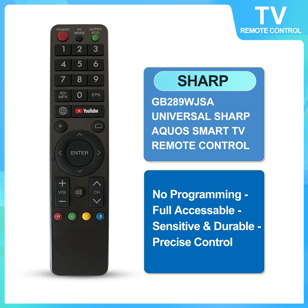 GB289WJSA SHARP INFRARED REMOTE CONTROL FOR SHARP AQUOS SMART TV SERIES ...