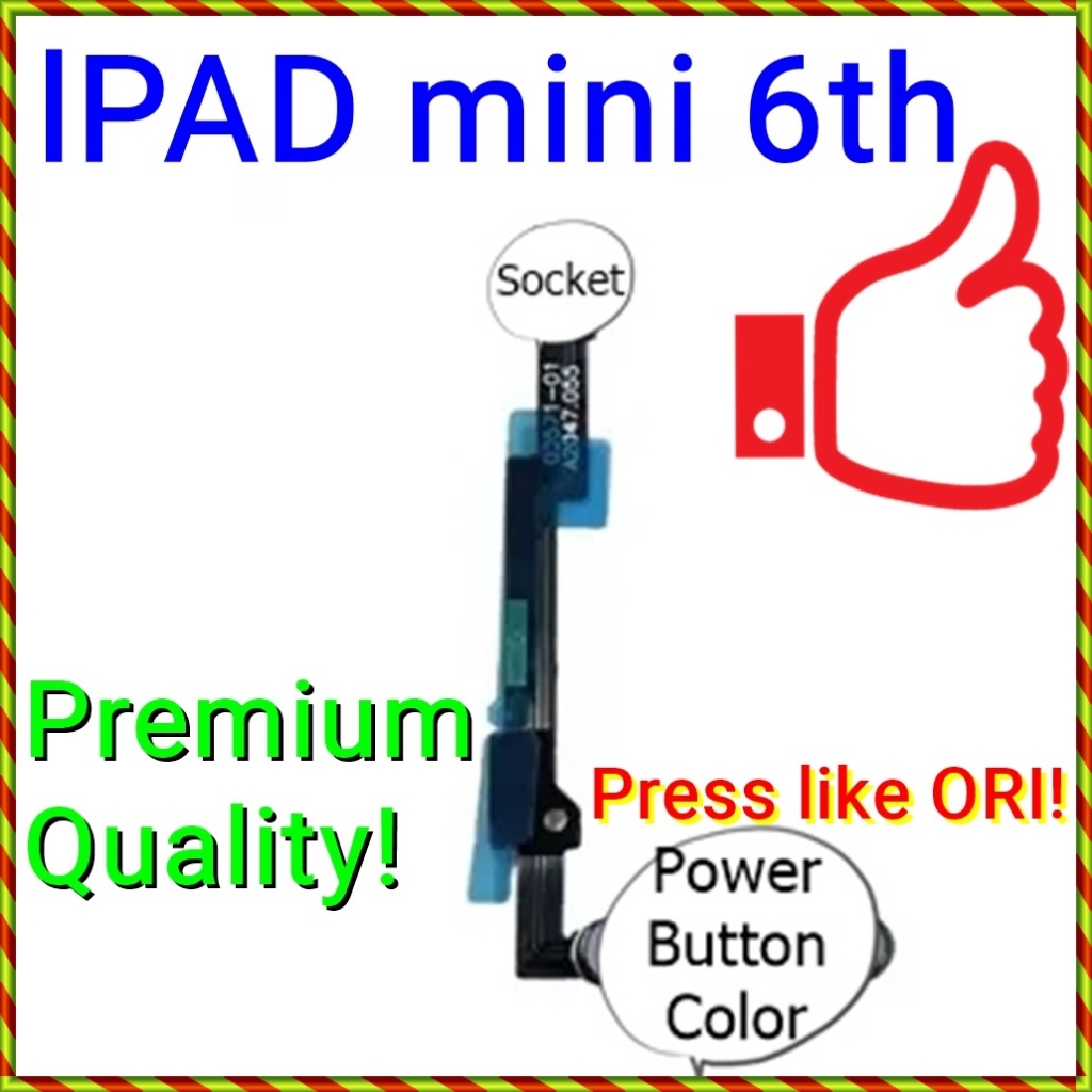 (No Fingerprint) NEW ORI On /Off Power Button Ribbon for i(Pad) mini 6 ...