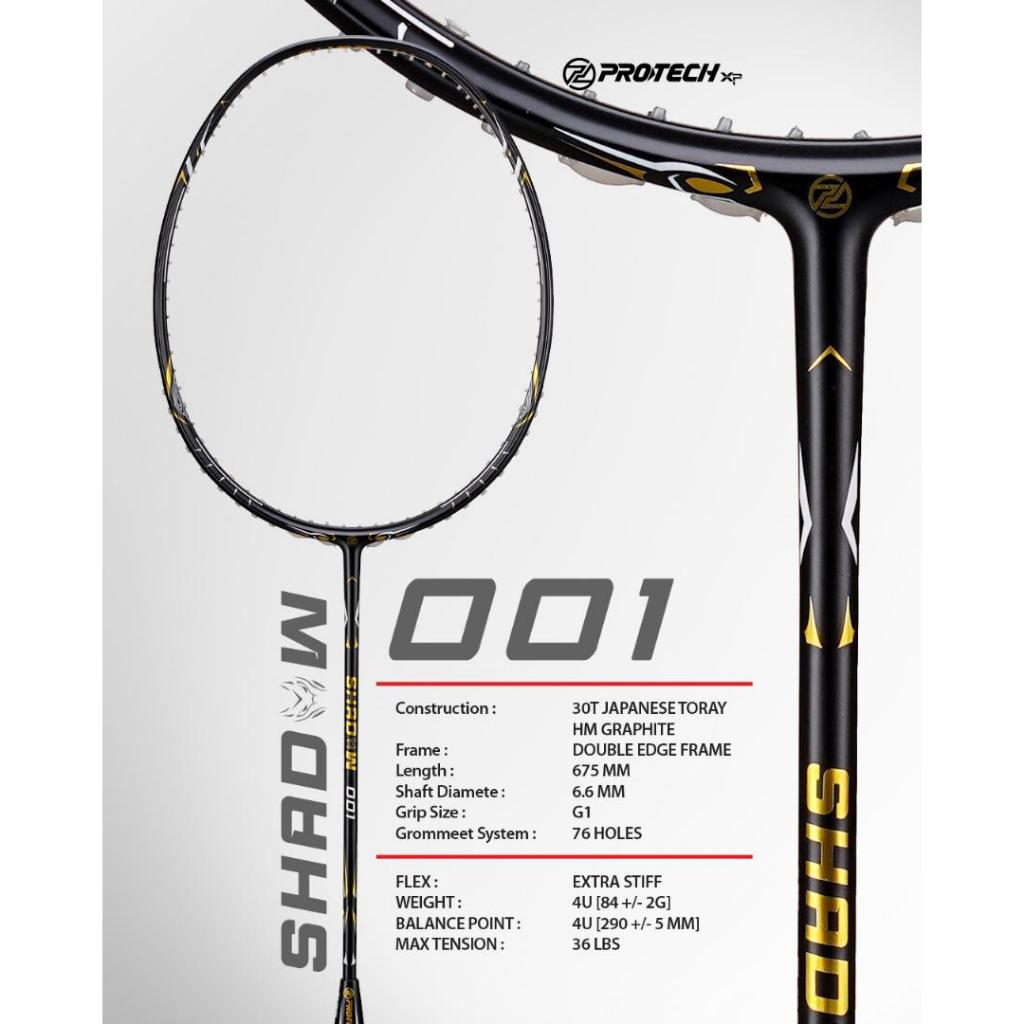 PROTECH Badminton Racket SHADOW 001 (UNSTRUNG) - FREE STRING + GRIP ...