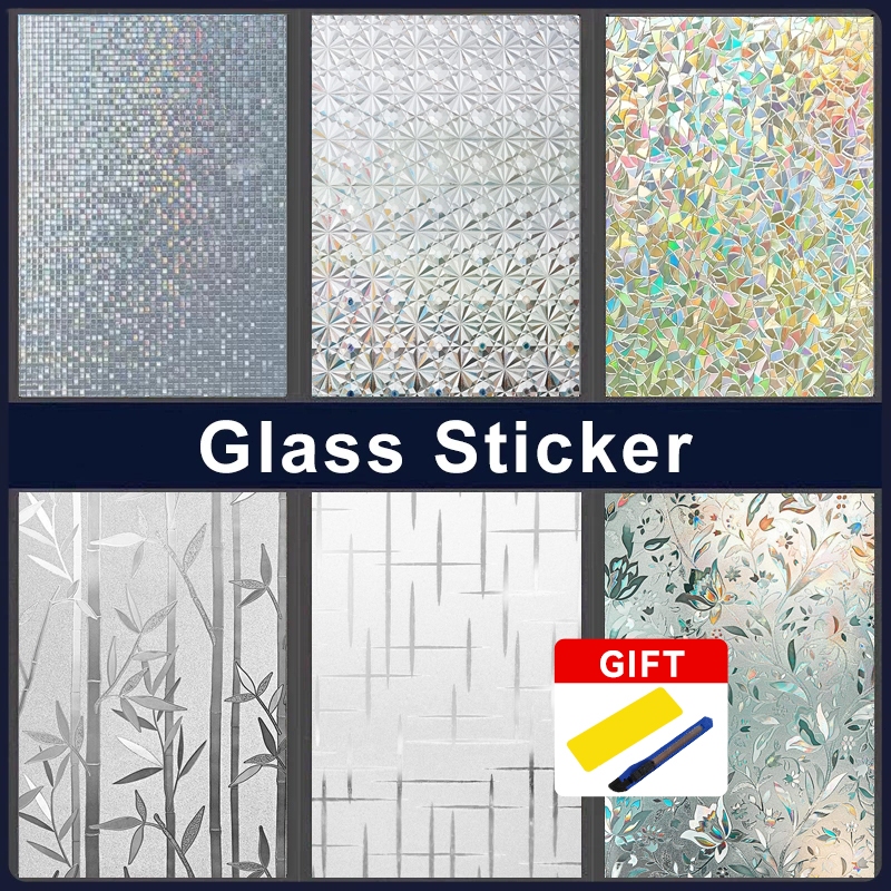 Window Privacy Film Static Clings Decorative Sun Blocking Non-Adhesive ...