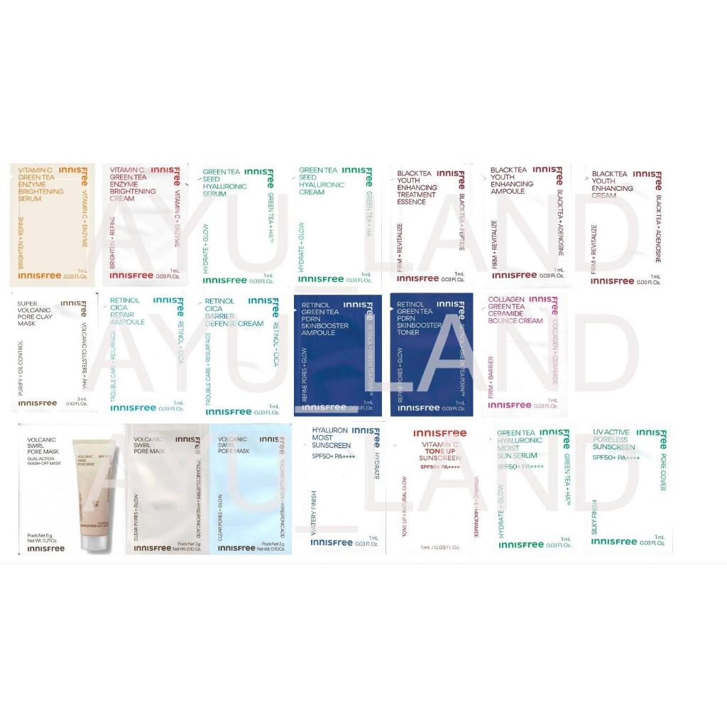 Innisfree sample 1pc - green tea bija cica brightening black tea youth ...