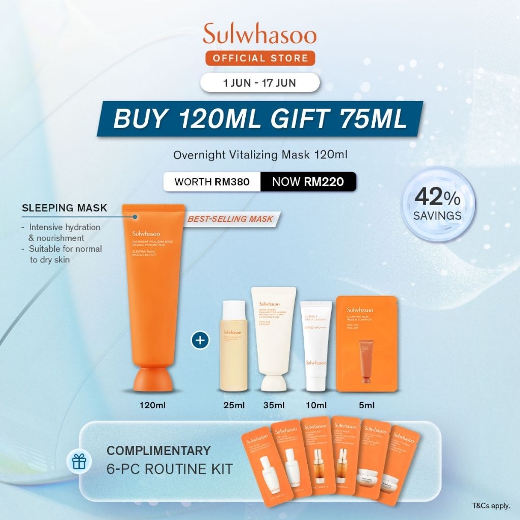 [CHECKOUT ON: 1-17 JUNE] Sulwhasoo Overnight Vitalizing Mask 120ml ...