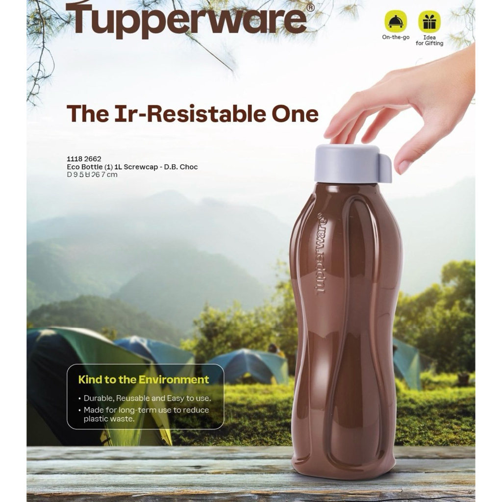 Tupperware Eco Bottle 1L Flip Top Cap / Screw Cap 1 unit liquid tight ...