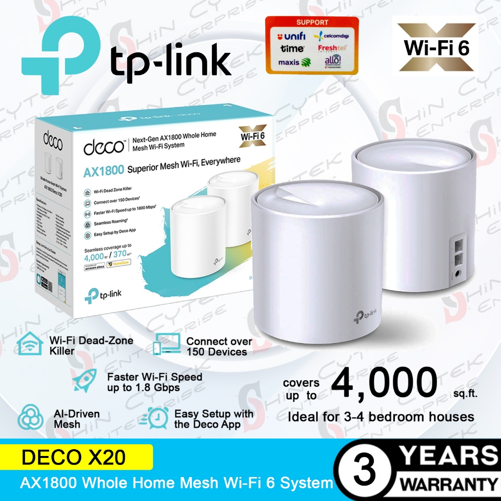 TP-Link Deco X20 AX1800 Whole Home Mesh Wi-Fi 6 System - 2Pack | Shopee ...