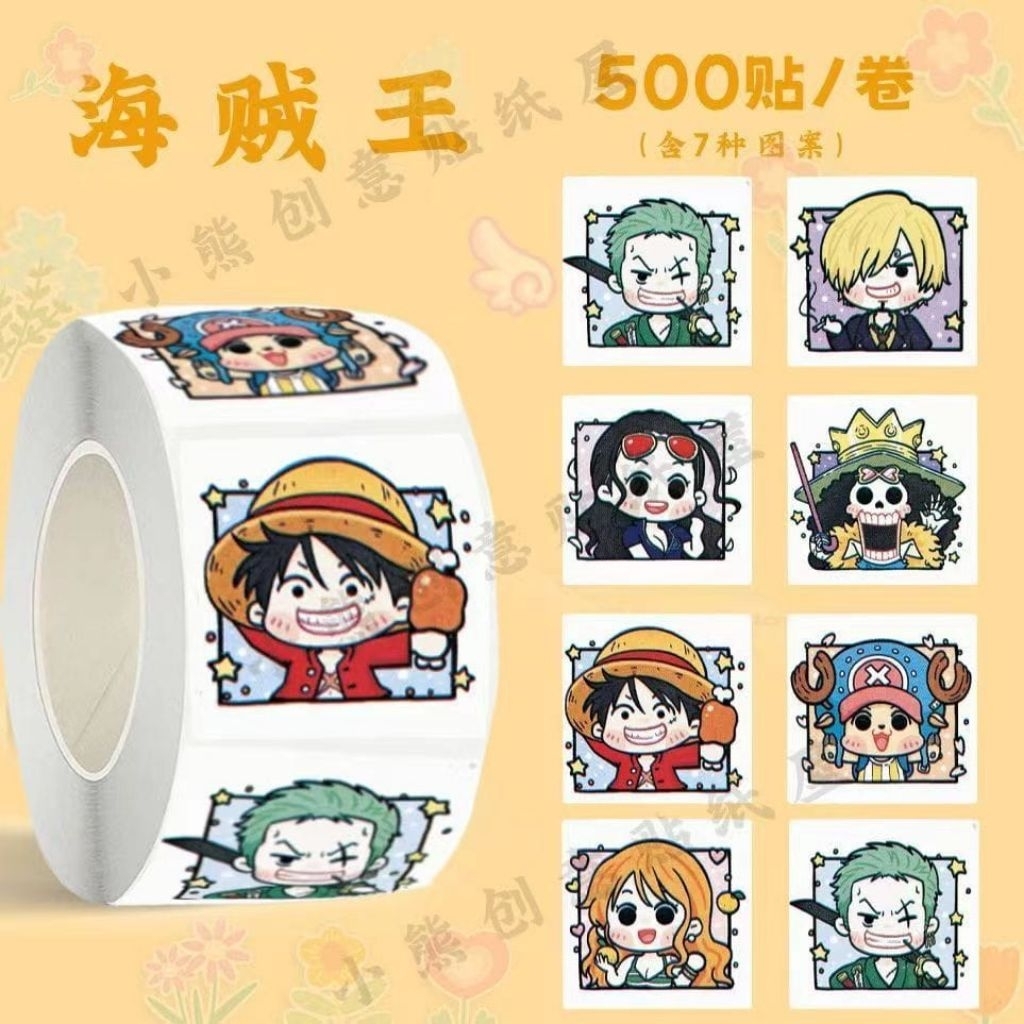 500pcs/roll One Piece Luffy Sticker Roll Tapes Stickers Label Gift ...