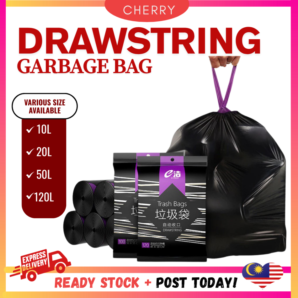 🍒CHERRY🍒 Drawstring Garbage Bag Trash Bag Rubbish With Rope Easy Pull ...