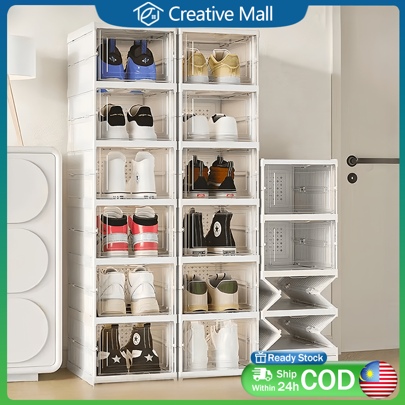 [Installation Free] Foldable Shoe Rack Folding Shoe Cabinet Plastic Box ...