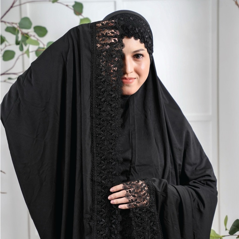 Telekung Lace Ironless Premium Cotton by Rumaisa Collection | Shopee ...
