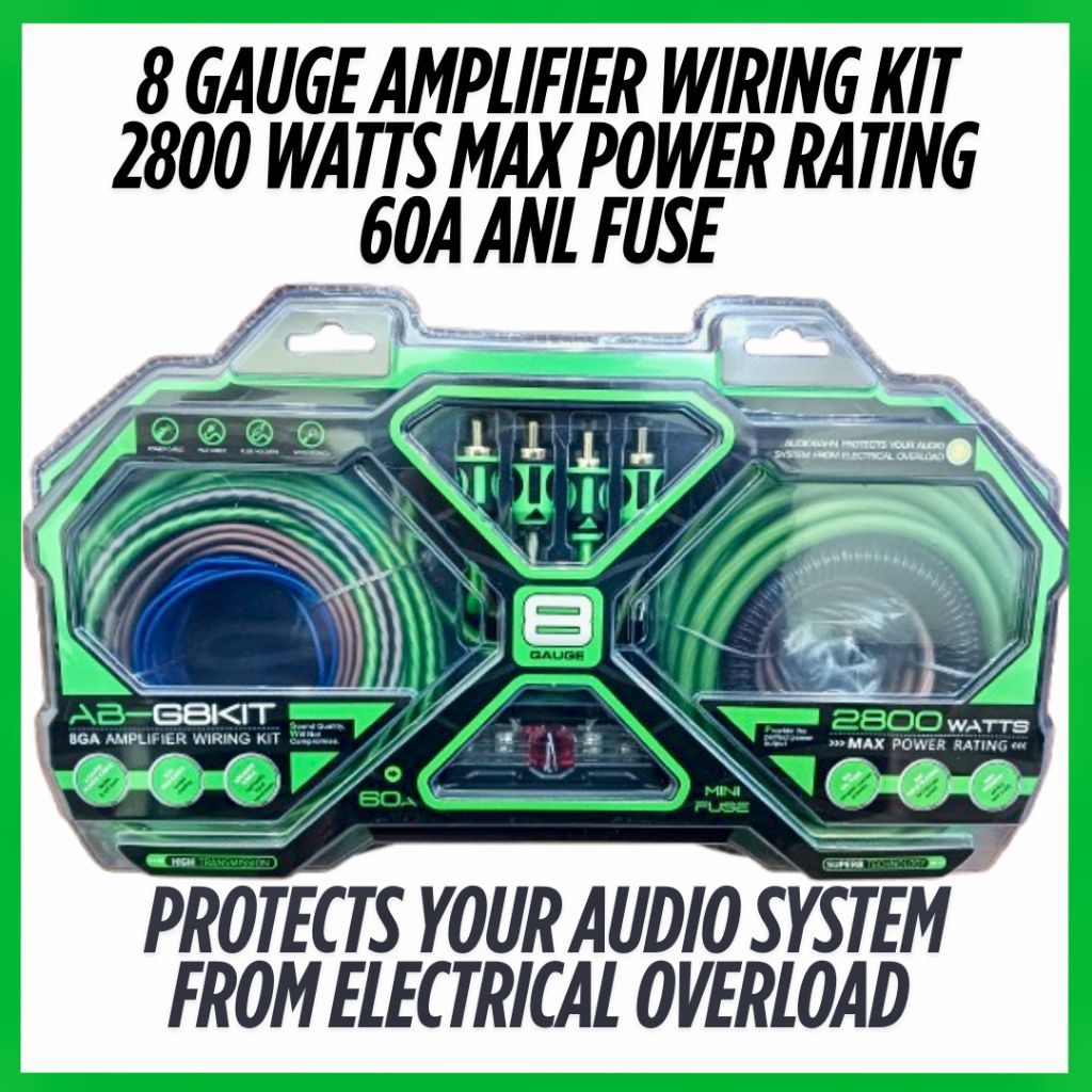 Audiobahn AB-G8KIT 8 Gauge Amplifier Wiring Kit | Subwoofer Wiring Kit ...